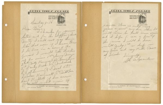 Grover Alexander Handwritten and Signed Letter with Outstanding Baseball Content 
